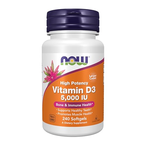 Now Supplements, Vitamin D-3 5,000 IU, Structural Support*, 240 Softgels