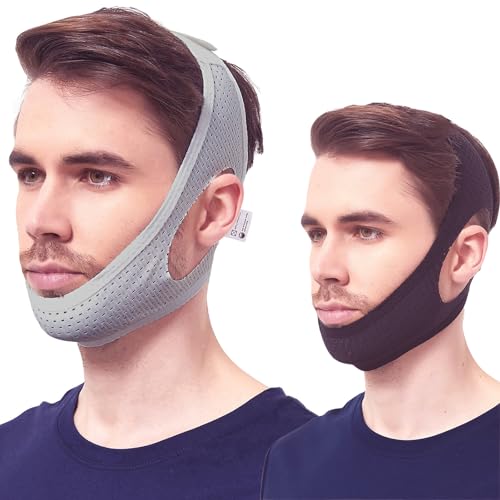 Yootar Chin Strap for Cpap Users, 2 Pack Black & Grey Comfortable