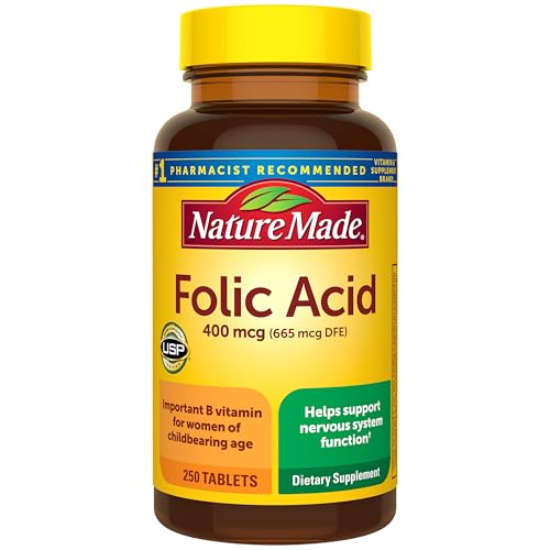 Nature Made Folic Acid 400 mcg (665 mcg DFE), 250 Tablets |