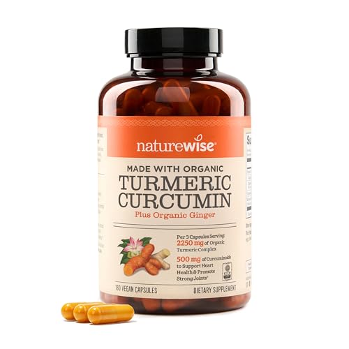 NatureWise Turmeric Curcumin 2250mg Supplement with BioPerine, 180 Capsules | Black Pepper