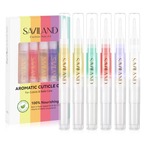 SAVILAND Natural Cuticle Oil Pen 6Pcs Vitamin E for Damaged Thin Nails