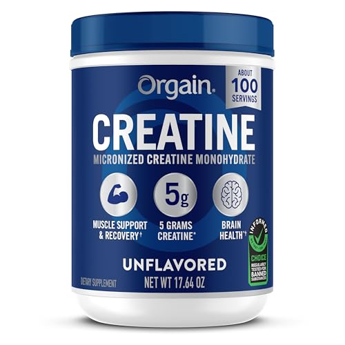 Orgain 5g Creatine Monohydrate Micronized Powder, Unflavored, 100 Servings | Creatine to