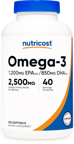 Nutricost Omega 3 Fish Oil (2500MG) 120 Softgels, 40 Servings | Fish