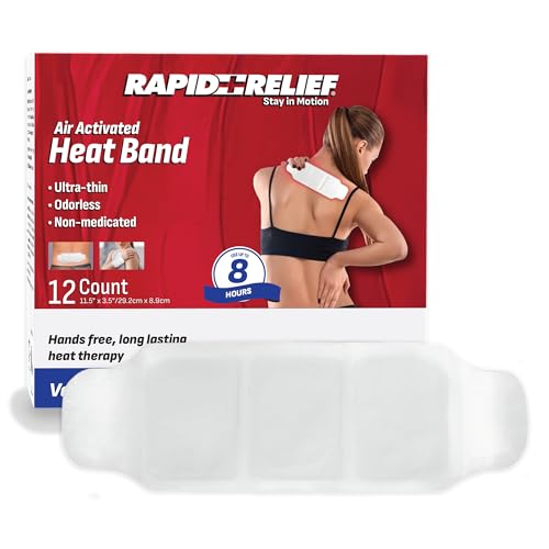 Rapid Relief Air-Activated Heat Bands for Neck and Shoulder, 12 Count | Neck and Shoulder, Heating Patches, Air Activated, Pain Relief, Comfort Value Pack