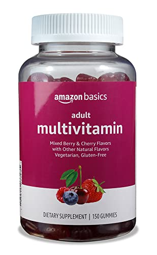 Amazon Basics Adult Multivitamin Gummies, Mixed Berry & Cherry Flavors, 150 Count,