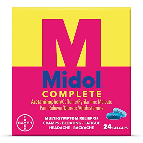 Midol, Complete Gelcaps : Midol Complete Menstrual Pain Relief Gelcaps with Acetaminophen for Menstrual Symptom, Pms Relief, and Period Cramp Relief -, 24 Count