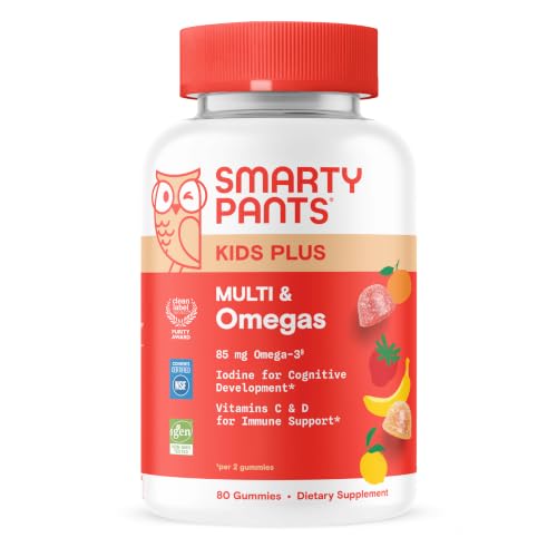 SmartyPants Kids Multivitamin Gummies, Vitamin D & C, Omega 3, Zinc, 80