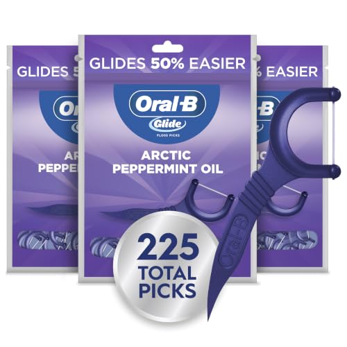Oral-B Glide Peppermint Dental Floss Picks with Arctic Peppermint Oil Flavor, 75