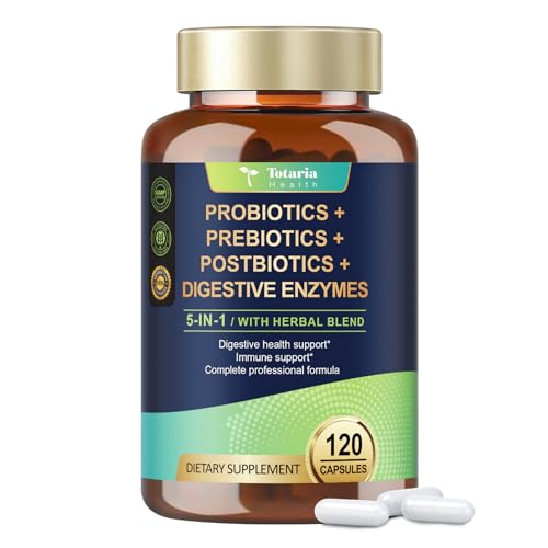 Totaria 5-in-1 Probiotic Prebiotic & Postbiotic for Women Men, 60 Billion CFU