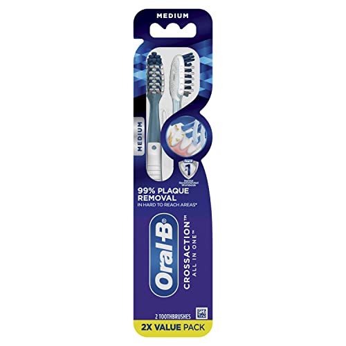 Oral-B Pro Health CrossAction Plaque Removal toothbrushes, 2 Count Toothbrush Medium, Deep
