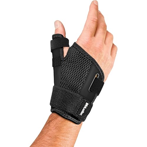 MUELLER Sports Medicine Adjust-to-Fit Thumb Stabilizer, Thumb Pain Relief Brace for Men and Women, Ideal for De Quervain's Tenosynovitis, Arthritis, Sprains, Fits Right or Left, Black, One Size