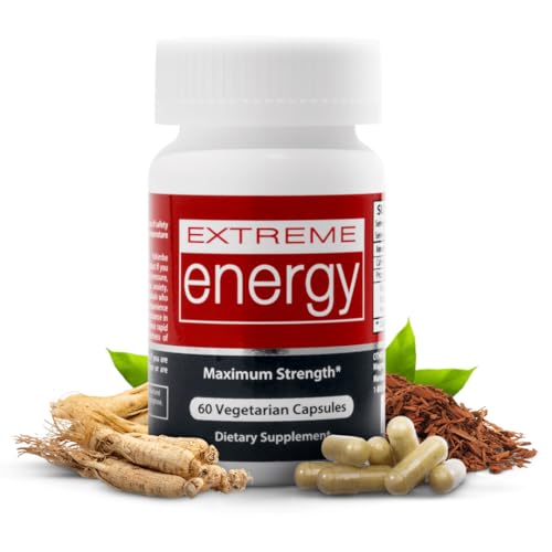 Herbal Nitro Extreme Energy Pills - Natural Energy Supplement (60 Ct) | 6-10 hour boost, no crash or jitters. Supports focus, motivation & fatigue. Maximum strength natural energy for women & men.