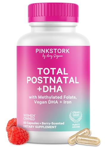 Pink Stork Total Postnatal Vitamins for Women | Omega-3 DHA + Iron