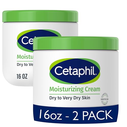 Cetaphil Moisturizing Cream, Dry Sensitive Skin, Fragrance Free, 16oz 2Pk | 2-pack value, face and body hydration, non-comedogenic, fragrance free, dermatologist recommended, very dry sensitive skin