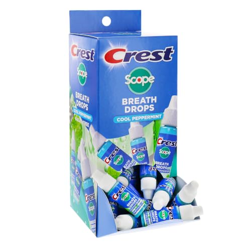Crest Scope Breath Drops - Long Lasting PEPPERMINT - Crest Clean meets Scope Freshness - Gravity Feed Display - 50 Count, 3.2mL Drops