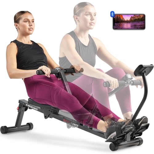 Sunny Health & Fitness Smart Compact Hydraulic Rower for Full-Body Cardio |