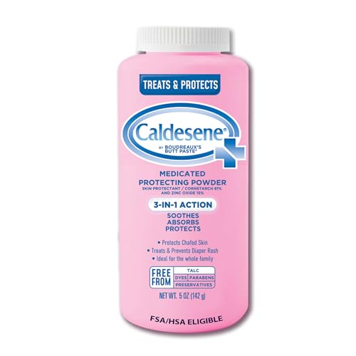 Caldesene Medicated Protecting Body Powder with Zinc & Cornstarch, 5 Oz | Talc-Free Baby Powder, Soothes & Protects, Made with zinc oxide, aloe, and chamomile, Pampers Skin