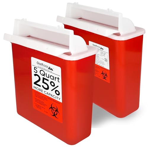 Oakridge Products Sharps Container for Home Use and Professional 5 Quart (2-Pack),