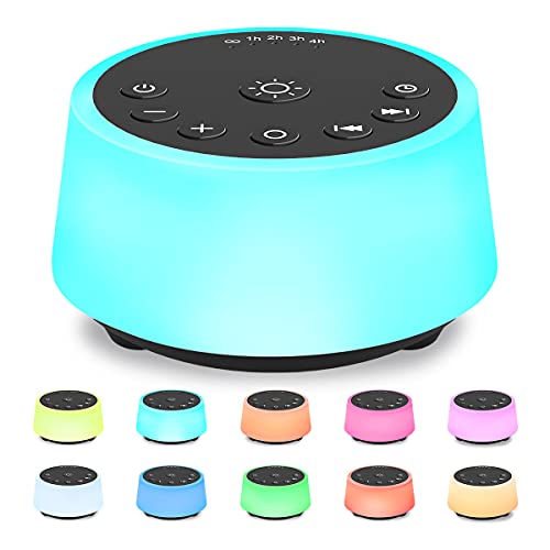 Color Noise Sound Machines with 10 Colors Night Light 25 Soothing Sounds