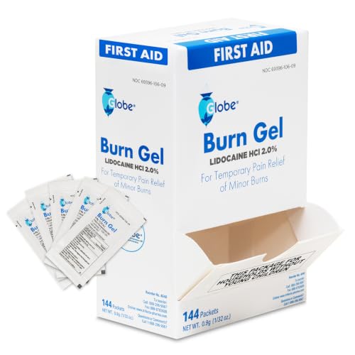 Globe First Aid Burn Gel With Aloe, Box of 144 Single Use