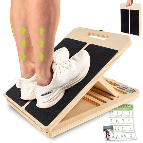 Slant Board for Calf Stretching, Adjustable Portable Wooden Incline Board for Calf