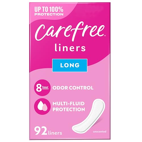 4546438-Carefree Carefree Panty Liners for Women, Long, Unwrapped, Unscented, 92 Ct