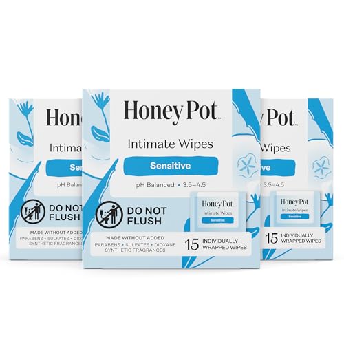 The Honey Pot Company - Sensitive Feminine Wipes - 15ct, Pack of
