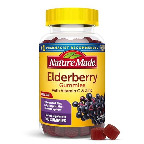 Nature Made Elderberry Gummies with Vitamin C & Zinc, 100 Gummies |