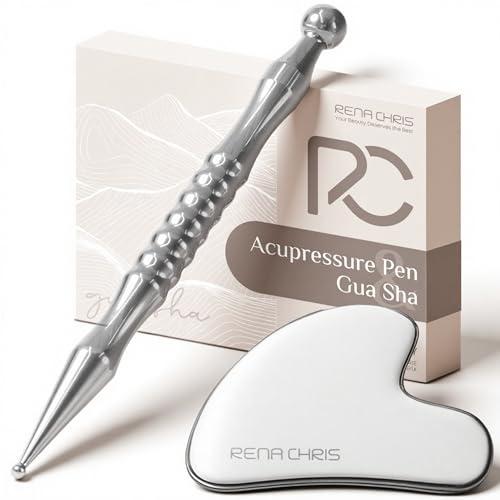 Rena Chris Acupuncture Pen and Gua Sha, Manual Reflexology Tools for Muscle