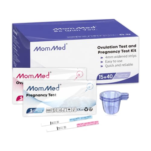MomMed Ovulation Test Kit (HCG15-LH40), 15 Pregnancy & 40 Ovulation Test Strips