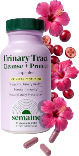 Semaine Urinary Tract Cleanse & Protect - Urinary Tract Health for Women, Cranberry Supplement for Women with Standardized Hibiscus, Daily Bladder Support Supplement, 30 Vegan Capsules