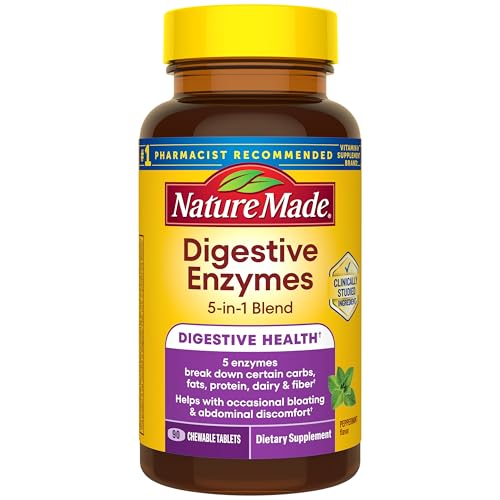 Nature Made Digestive Enzymes 5-in-1 Blend, 90 Chewable Tablets | Digestive Health