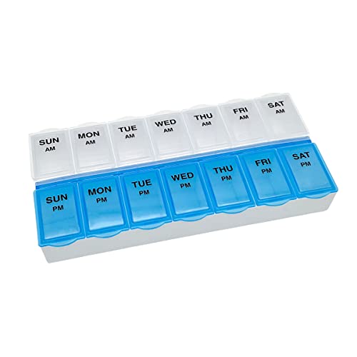 Amazon Basic Care 7-Day AM/PM Pill Organizer, Medication Planner with Large Compartments