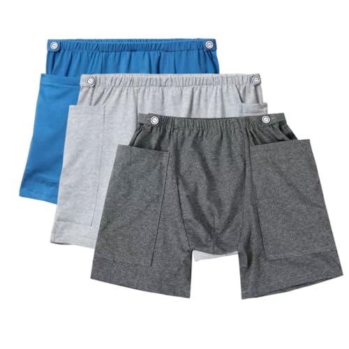 3 Pack Urine Bag Shorts for Men, Ostomy Drainage Bag Underwear, Incontinence