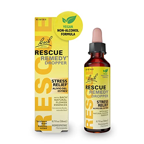RESCUE Bach Remedy Dropper 20mL, Natural Stress Relief, Homeopathic Flower Essence, Vegan,