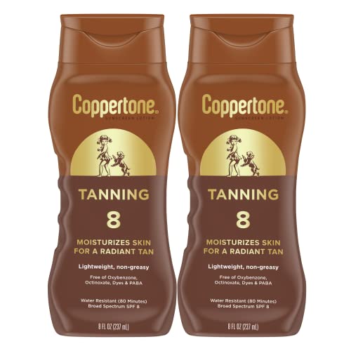 Coppertone Tanning Sunscreen Lotion SPF 8, Value Pack, 2 x 8 FL