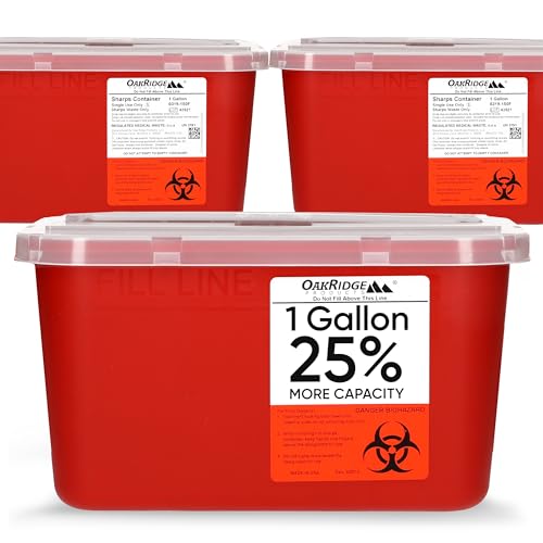 Oakridge Products Large Sharps Container for Home Use and Professional 1 Gallon