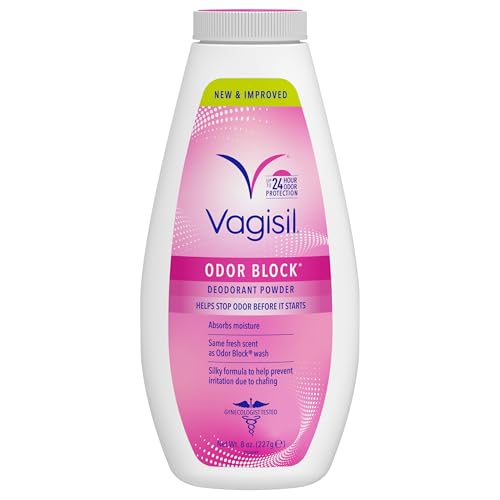 Vagisil Odor Block Deodorant Powder for Women, Helps to Prevents Chafing, Talc-Free,