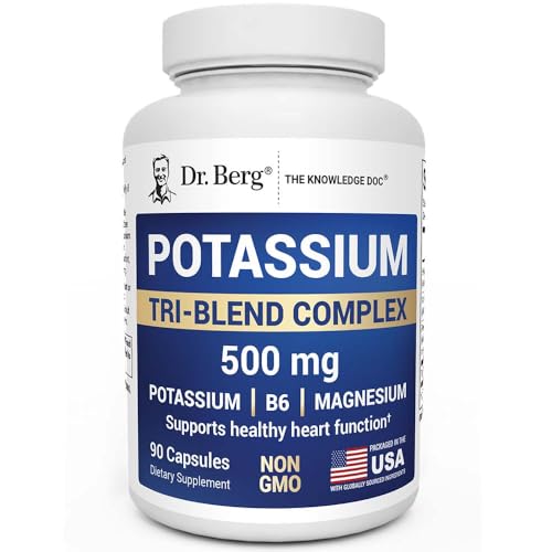 Dr. Berg Potassium Tri-Blend Complex – 500 mg Potassium Supplement for Muscle