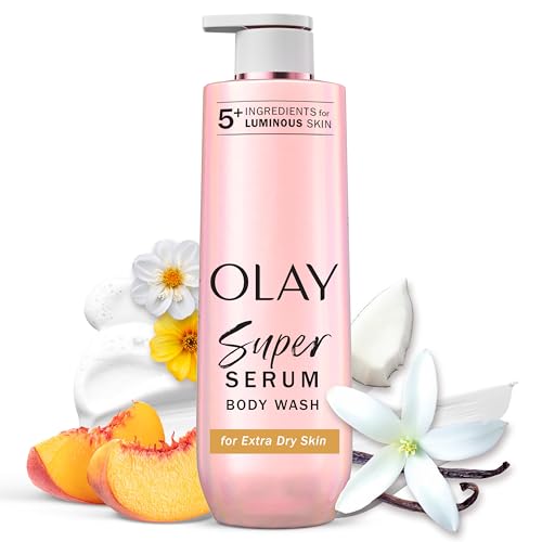 Olay Super Serum Body Wash for Women, For Extra Dry Skin, 20 fl oz | 24HR Hydration | 5+ Ingredient Complex for Bright, Even, Firm, & Smooth Skin | Collagen Peptide, Vitamin C, BHA & Shea Butter