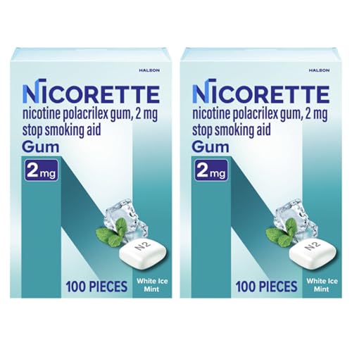 Nicorette Nicotine Gum 2mg, White Ice Mint, 200 Count | Quit Smoking