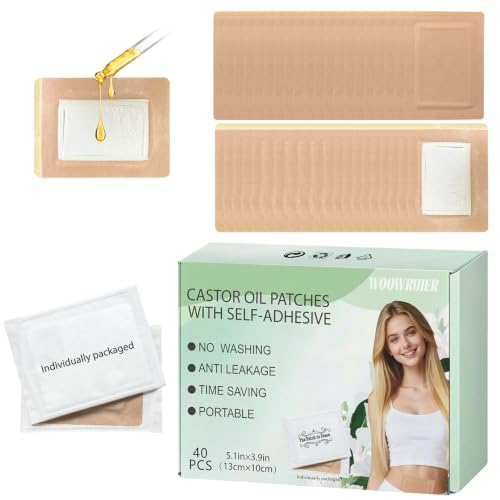 woowruier 40 PCS Castor Oil Patches Individually Packaged