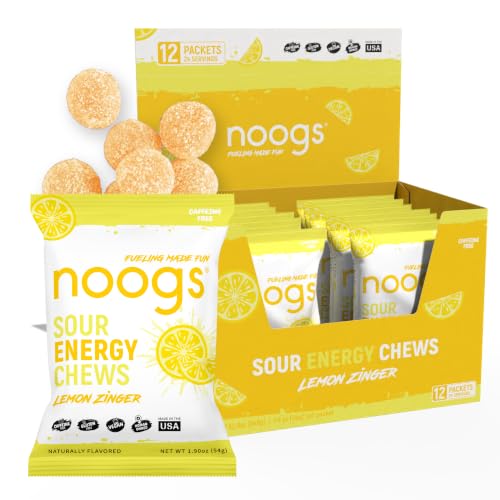 Noogs Lemon Zinger Sour Energy Chews, Electrolyte Energy Gummies