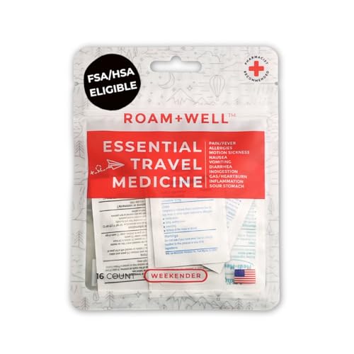 Roamwell Essential Travel Medicine Kit, OTC Travel Medication, TSA Approved (Weekender |