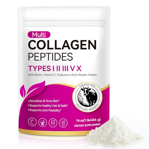 bnHUlMXw Multi Collagen Peptides Powder,Type I, II, III, V, X,with Biotin,Vitamin C,Hyaluronic