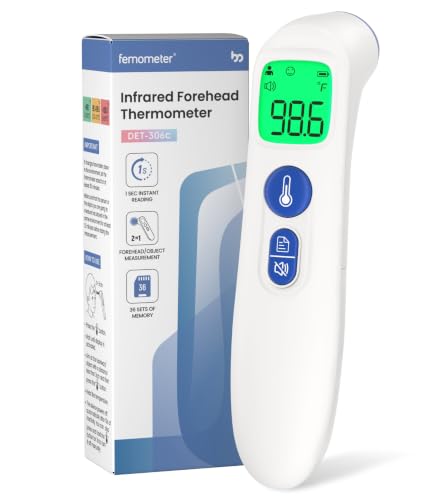 Femometer No-Touch Digital Thermometer for Adults, Kids and Babies, White | 1-second