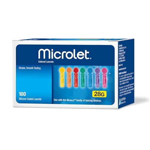 Ascensia MICROLET Lancets for Blood Glucose Testing, 100 Count | 28-Gauge, Silicone-Coated,