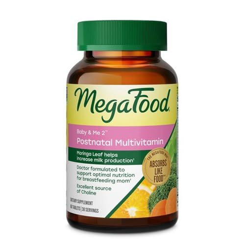 MegaFood Baby & Me 2 Postnatal Vitamins for Women with Moringa, 60