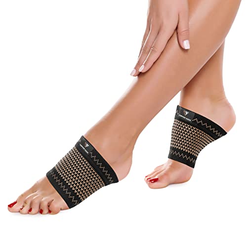 Copper Edge Copper Arch Support for Plantar Fasciitis. 2 Half Socks/Sleeve Compression