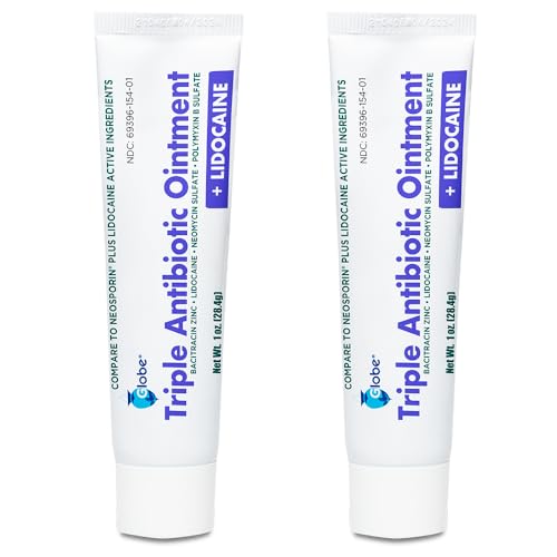 Globe Triple Antibiotic Ointment With Lidocaine, 2 Pack, 1 oz Tubes |